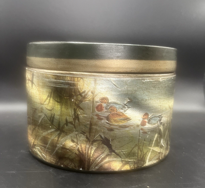 Tobacco Canister, Comoy's of London, Made In Italy w/Sticker Vtg Mallard  Ducks