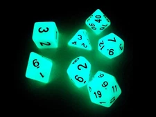 Blue Hexagonal Dice With Gemstone Shine Glows In The Dark 