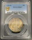 1945-D PCGS MS67 Walking Liberty Half Dollar 50C - Colorful Toned Gem
