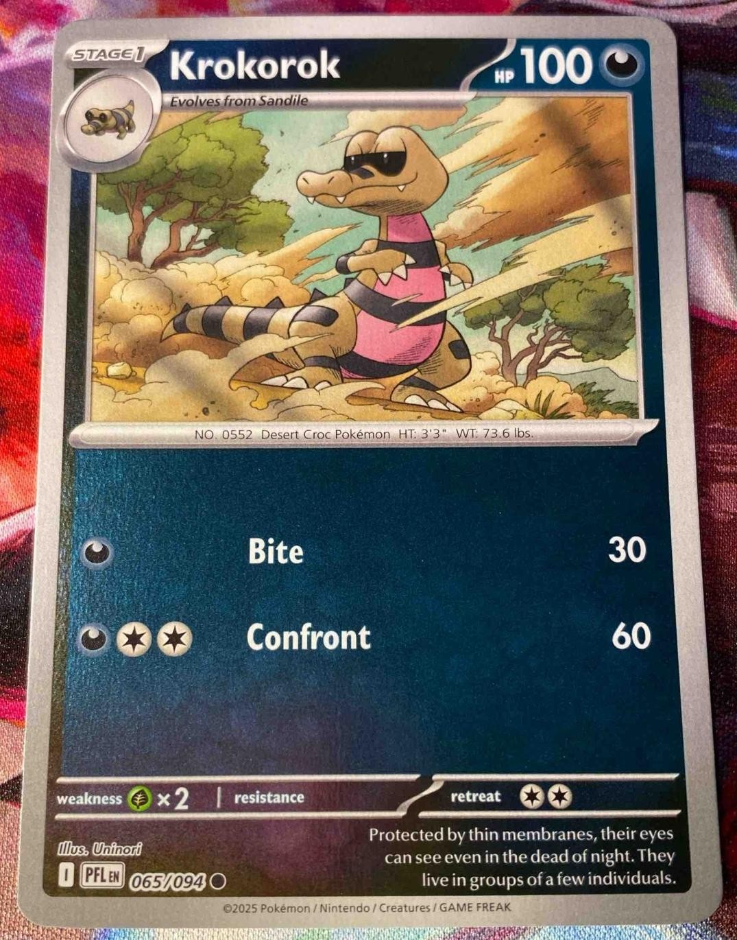 2025 Pokemon Phantasmal Flames Krokorok #065/094 Common Reverse Holo Foil