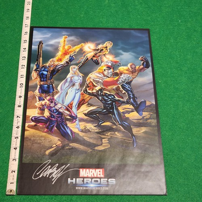 #ad J. Scott Campbell Marvel Heroes Signed Battle Comic Art Print 17x11 SDCC 2015 $99.99