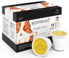 Bestpresso Coffee, Breakfast Blend Light Roast Single 12 Count (Pack of 8) 