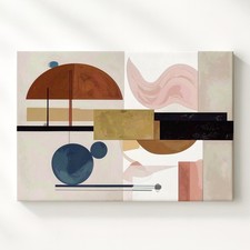 Wall Art Mid-Century Modern Abstract Canvasearth Tone Geometric