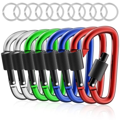 3-Inch Locking Carabiner Keychain Clip | Multicolor Spring-Loaded D-Ring