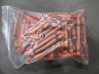 Lot Crayola Crayons Used Bulk 1-1/2 lbs Orange Colors Hues Craft Art Melting Wax