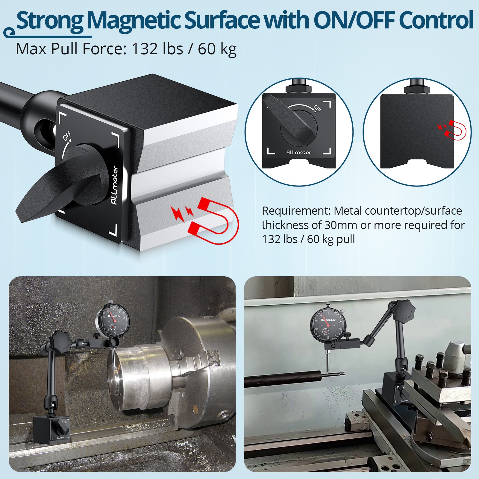 132lbs Digital Dial Indicator Magnetic Base Precision Test Gauge 0-1"/0-0.001"