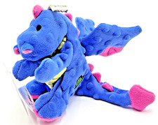GoDog Dragon Periwinkle Mini Plush Squeaky Interactive Toss  Shake Dog Toy 8"