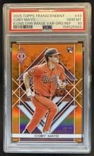 2025 Topps Transcendent Coby Mayo Icons Chrome SP Orange Refractor RC /25 PSA 10