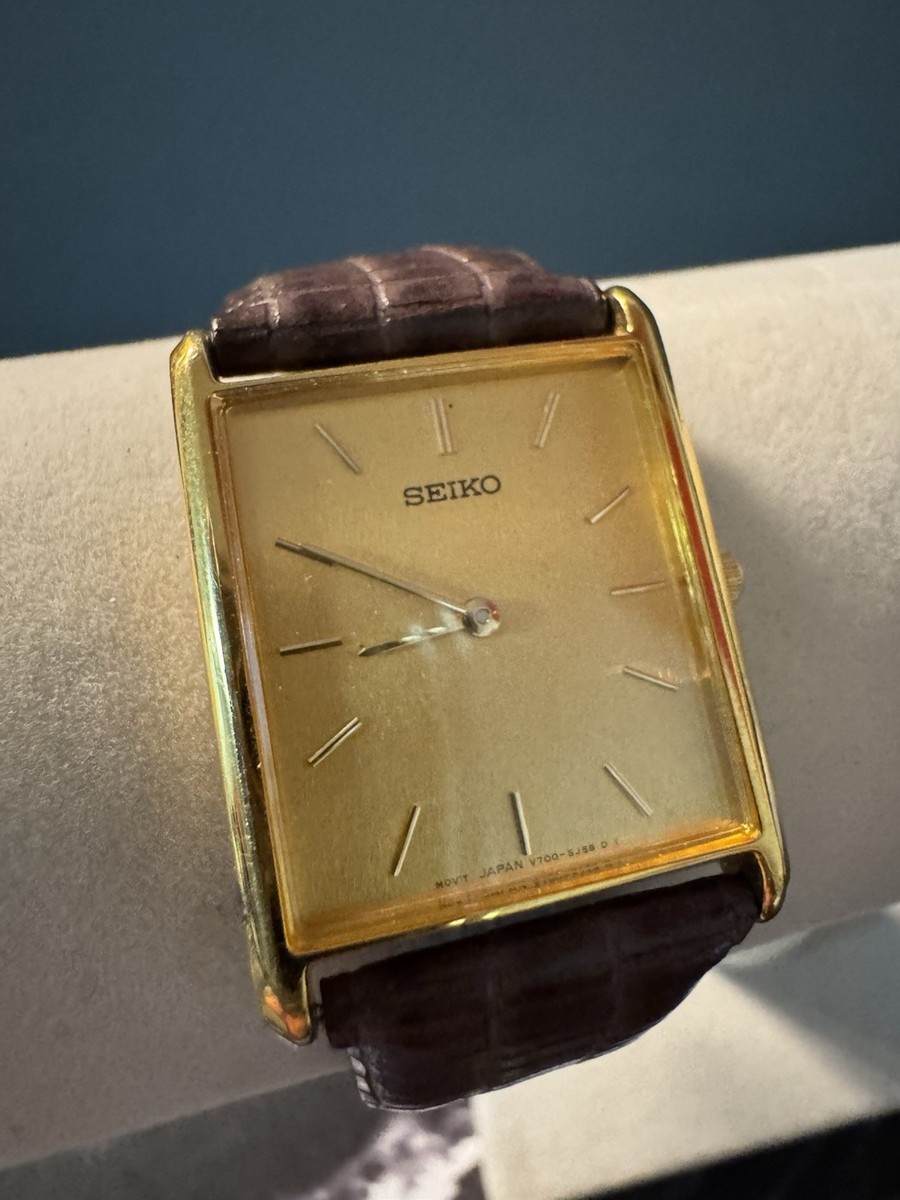 \"seiko tank\" ヴィンテージ　V700-5K30 VTG Seiko Tank Men's Watch V700-5K30 New Battery 25mm | eBay