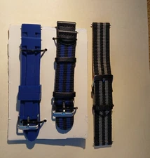 2 Pc. Military NATO style Solid/Stripe Replacement Watch Band Strap-20mm-w pins