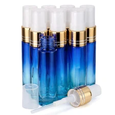 Ellbest 8Pcs 10ml Empty Spray Bottle Fine Mist Glass Blue Gradient Colored Atomi