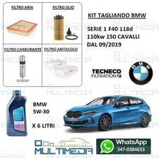 KIT TAGLIANDO FILTRI + OLIO ORIGINALE 5W30 BMW SERIE 1 F40 118D 110KW 150 CV