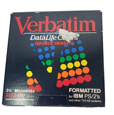 Verbatim Datalife Colors NEW 3 1/2'' MF@-DD Double Density 12 in the Box Unused