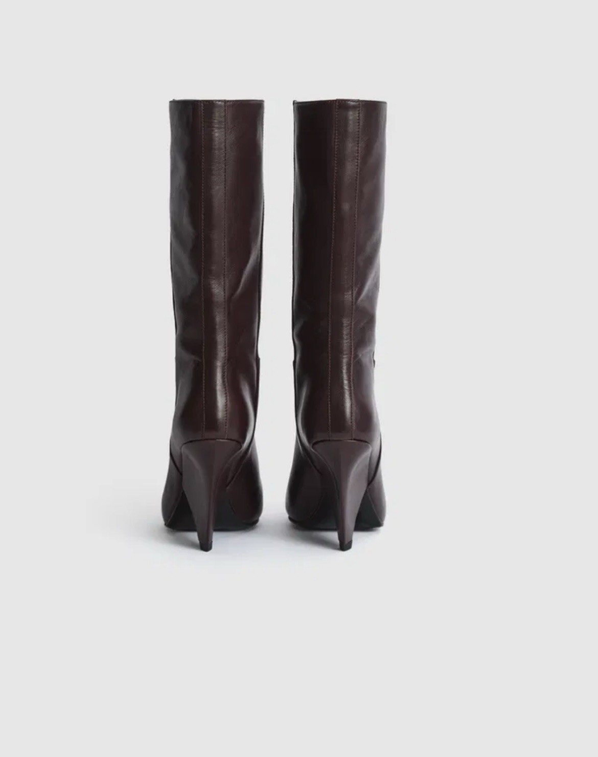 Reiss Women Jax Leather Mid Calf Length Cone Heel Plum Boots Size UK 5 Rrp £275 image 5