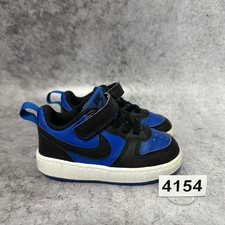 Nike Court Borough Low 2 Kids 6C Blue Black Sneakers HM6300-480 Hook Loop