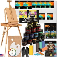 Acrylic Paint Set with French Easel, Brushes, Canvas & Art Supplies for