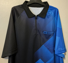Datadart Vertex Dart Shirt Top Collared Zip Neck Short Sleeve Pocket XL NEW Blue