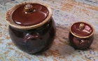 Hull Brown Drip Bean Pot w Lid Oven Proof Stoneware Crock USA Vintage Pottery
