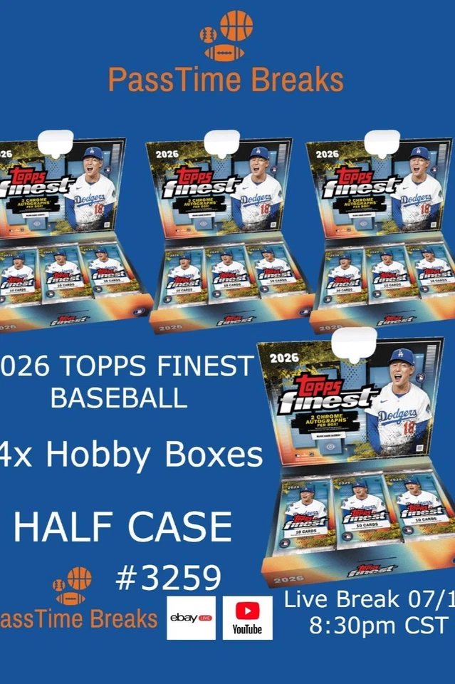 2026 TOPPS FINEST BASEBALL - 4x Hobby Box - HALF CASE BREAK 3259