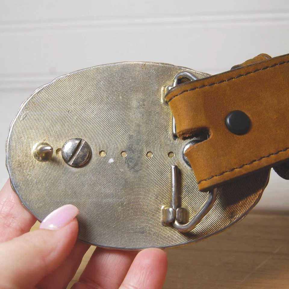 Cinturón Western Mujer Talla 38 Tony Lama Cuero Tooled Paisley C50739 Hebilla Boho Foto 3 de 4