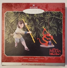 Vintage 1998 Hallmark Keepsake Ornament Disney Mulan 2 Piece Set NEW
