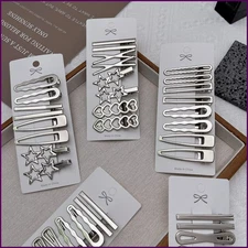 Sliver Metal Hair Clips Women Girls Y2K Duckbill Hairpin Personality Bangs Side