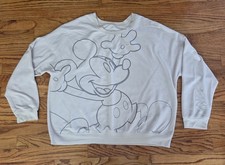 Disney Mickey Mouse Sweatshirt Unisex  BeigeBig Print Crewneck -XXL