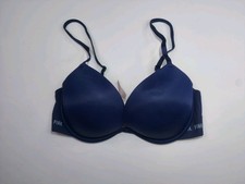 Victoria's Secret PINK 32D Super Push-Up Bra Add 2 Cups Blue Logo Band padded