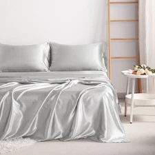 4 Pieces Silky Smooth and Soft Satin Bed Sheet Set, All Sizes Available