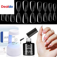 Beetles Gel Nail Kit Clear, Almond Medium, 500Pcs 10 Sizes, with 9 in 1 Glue Min