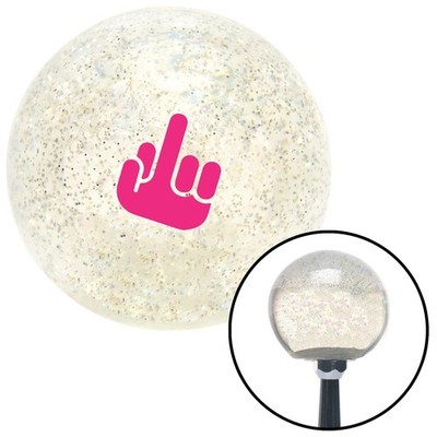 Pink Middle Finger Solid Clear Metal Flake Shift Knob w/ M16x1.5 Insert Shifter