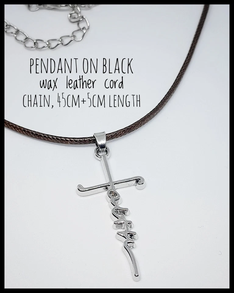 Faith Cross Pendant Necklace Set - 2 Chains +bag +cleaning cloth +Prayer Guide — 第 3/4 张图片