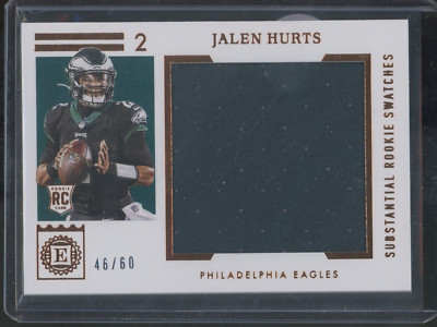 2020 Panini Encased Jalen Hurts RC Substantial Rookie Swatches Patch /60 Eagles