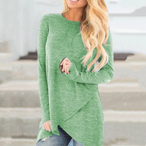 Women Round Neck Long Sleeve T-Shirt Loose Casual Holiday Tunic Long Tops Blouse - Picture 8 of 21