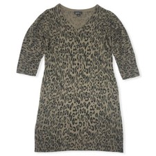 ALYX Dress Animal Print Sweater Dress 3/4 Sleeve V-Neck Size M Acrylic