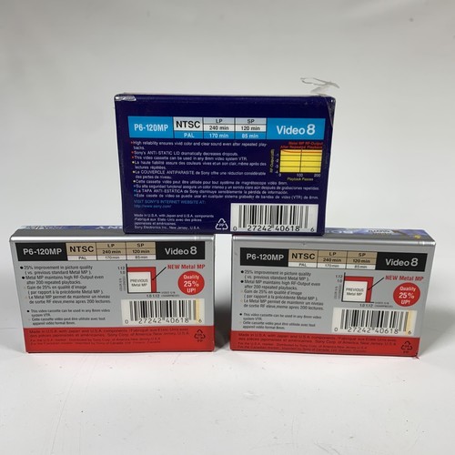 3 Sony P6-120MP - 120 Minute Video 8 MP Standard Grade Cassette Tape - Picture 2 of 7