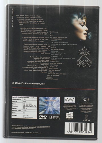 Janet Jackson: Velvet Rope Tour (DVD, 1998 Live Music Concert DVD - Imagen 2 de 3