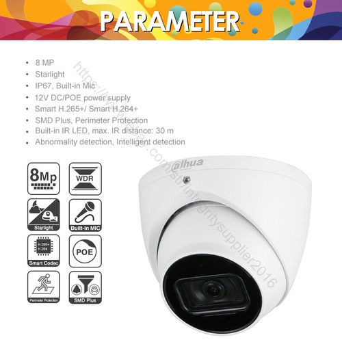 Micrófono Dahua 8MP AI POE IR SMD + globo ocular cámara IP IPC-HDW3841EM-AS 2,8 mm - Imagen 2 de 10