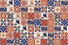 50 Pieces 4x4 " Mexican Tiles Mixed Blue Terracotta