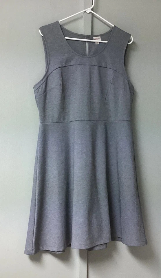 Merona Women's Size XL Gray Dress Stretch Casual Sleeveless Flare Fit Scoop Neck - Image 2 of 4