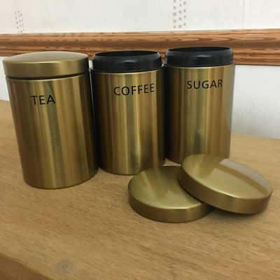 bronze tea coffee sugar canisters