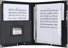 Eastar Leather Sheet Music Folder Black, 3 Rings Binder 13.5" X 10.5" Piano Musi