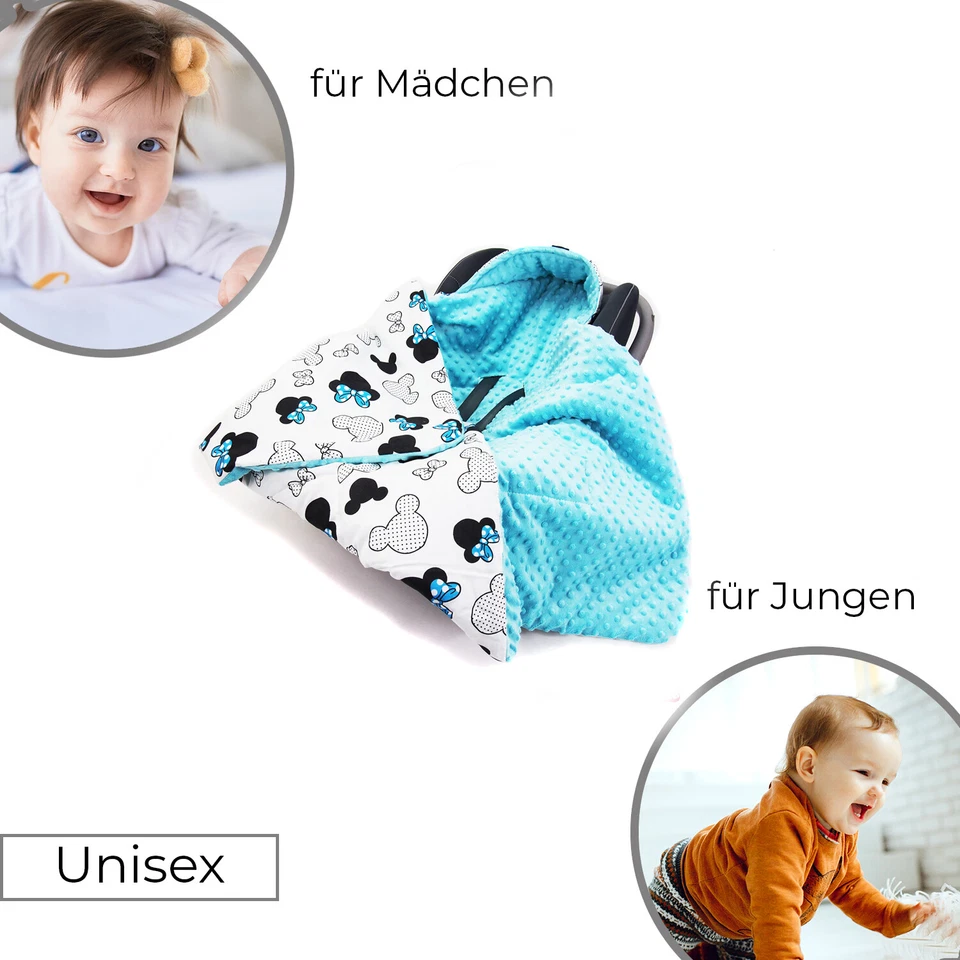 Universale Einschlagdecke Fußsack für Babyschale Autokindersitz Buggy 90x90 cm - Bild 2 von 2