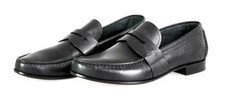 AUTH PRADA SAFFIANO PENNY LOAFER SHOES 2DA060 BLACK LEATHER US 9.5 EU 42,5 43