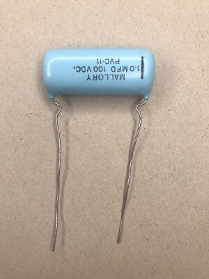1.0 uF 100V 1uF Mallory Capacitor 1960s Aqua Blue Drop PVC Polyester Film Foil