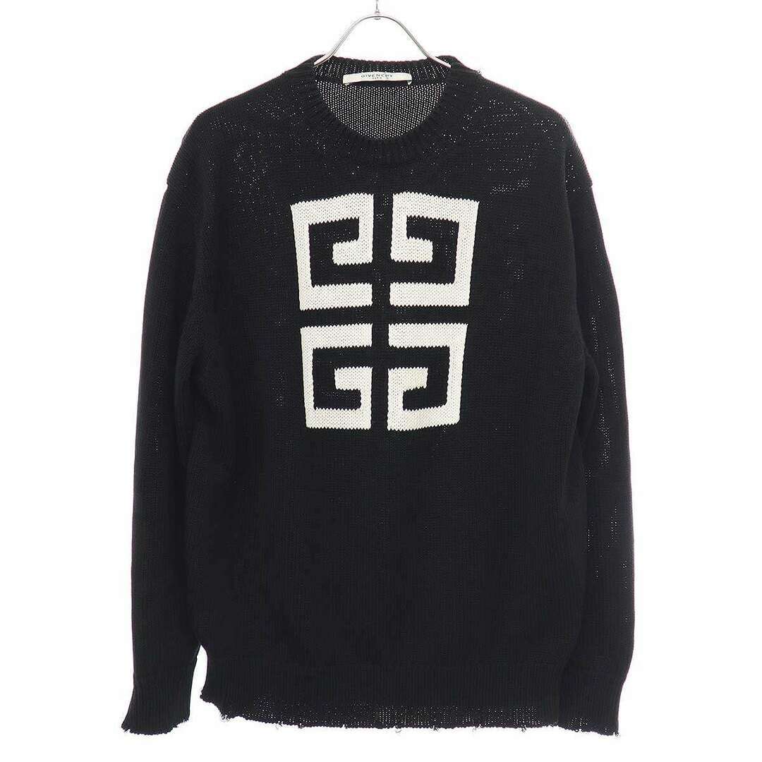 GIVENCHY 19AW Logo Jacquard Cotton Knit Sweater Black XS GIVENCHY 19AW Logo Jacquard Cotton Knit Sweater Black XS