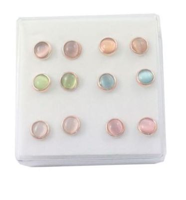 Ohrstecker rosé goldfarben mit Stein, Farbwahl
