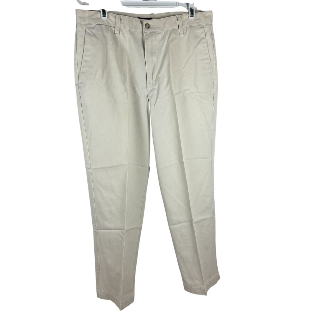 Dockers Mens Khakis No Wrinkle Twill Relaxed Fit Flat Front Pants Size 34/29