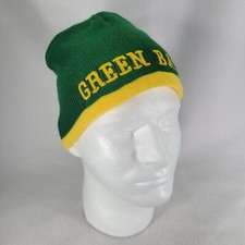 Green Bay Packers Beanie Mens One Size Green Yellow Toboggan Reversible Knit Cap