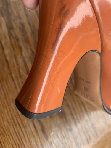 Prada Size 39 Vintage High Heels Square Toe orange Black Retro - Picture 14 of 24
